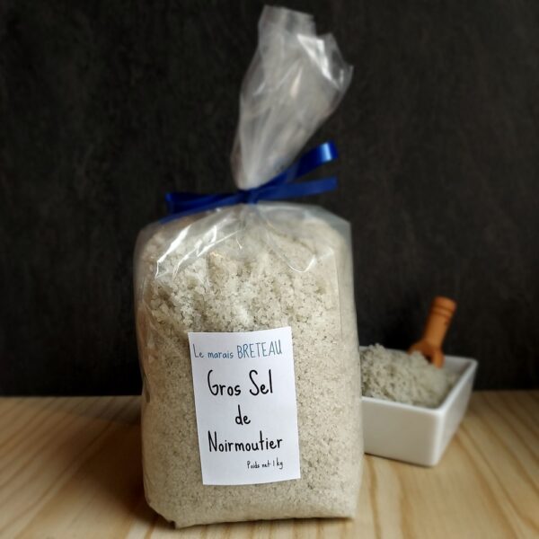 Le Marais Breteau - Production et vente de sel de Noirmoutier en Vendée 85 - Gros sel de Noirmoutier - sachet plastique 1kg